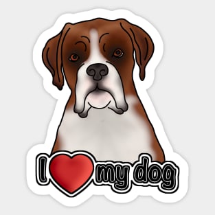 I Love My Dog - Boxer Dog Sticker